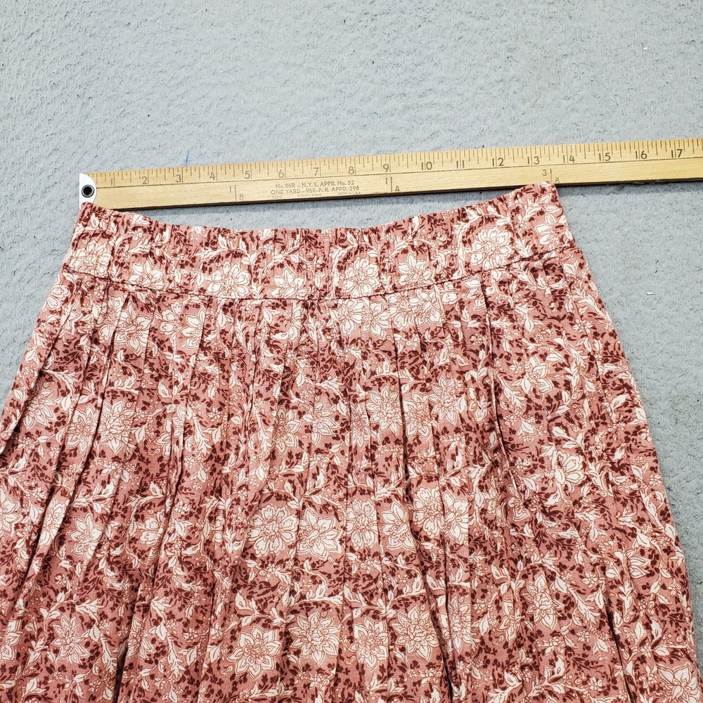 American Eagle A-Line Skirt Womens M Multi Floral Cotton Blend Pleated Pull On - Picture 6 of 8